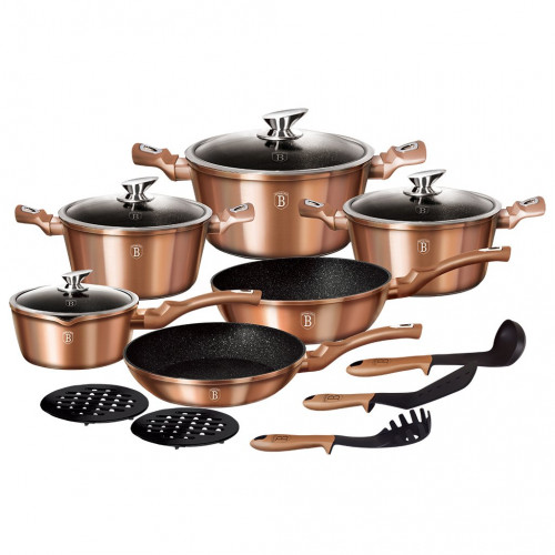 BH-1224N COOKWARE SET 15 Pcs ROSE GOLD COLLECTION